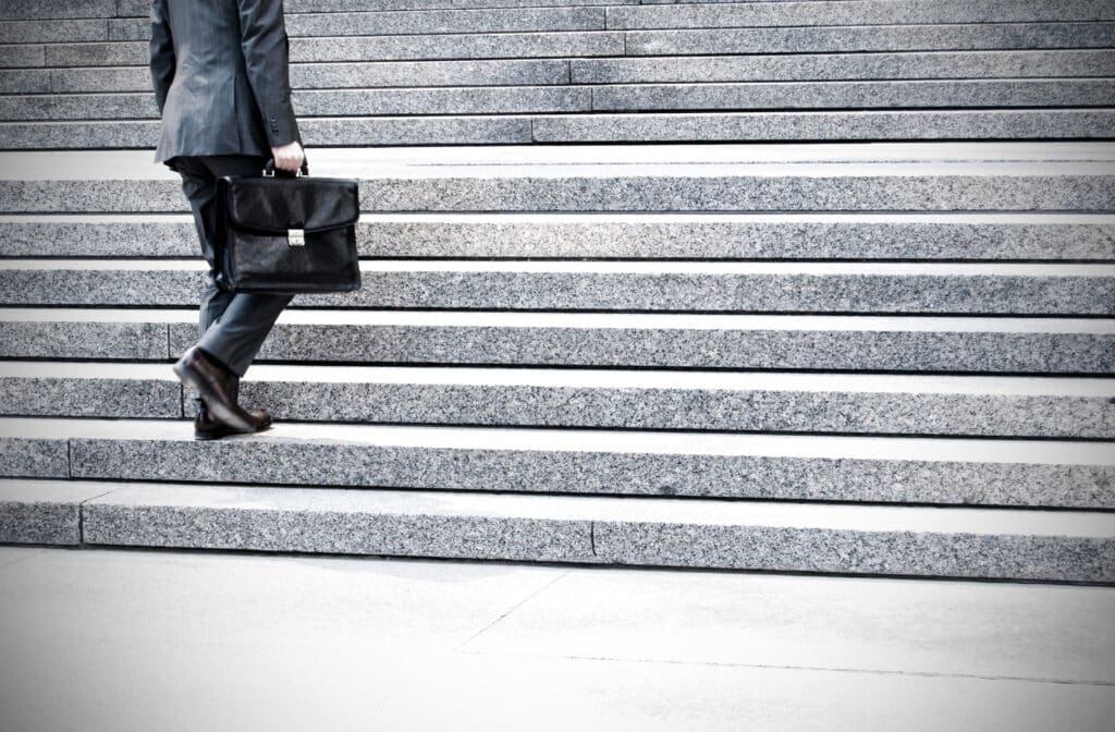 IP Lawyer Briefcase Stairs